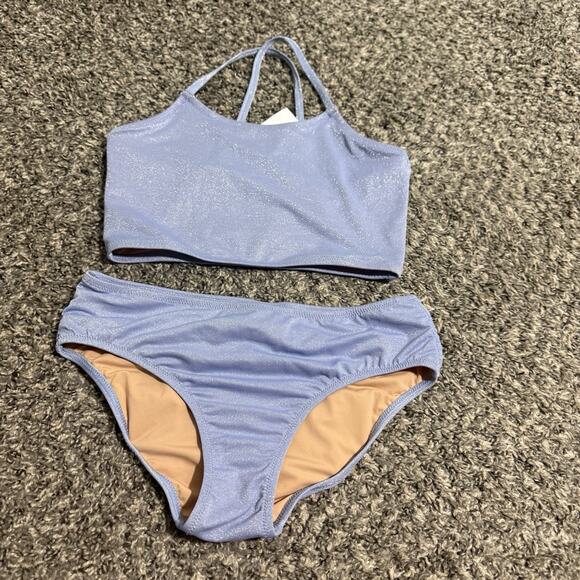 Crewcuts 2 Piece Swim Set Bikini Purple Sparkle Shimmer Size 14 New - Picture 1 of 5